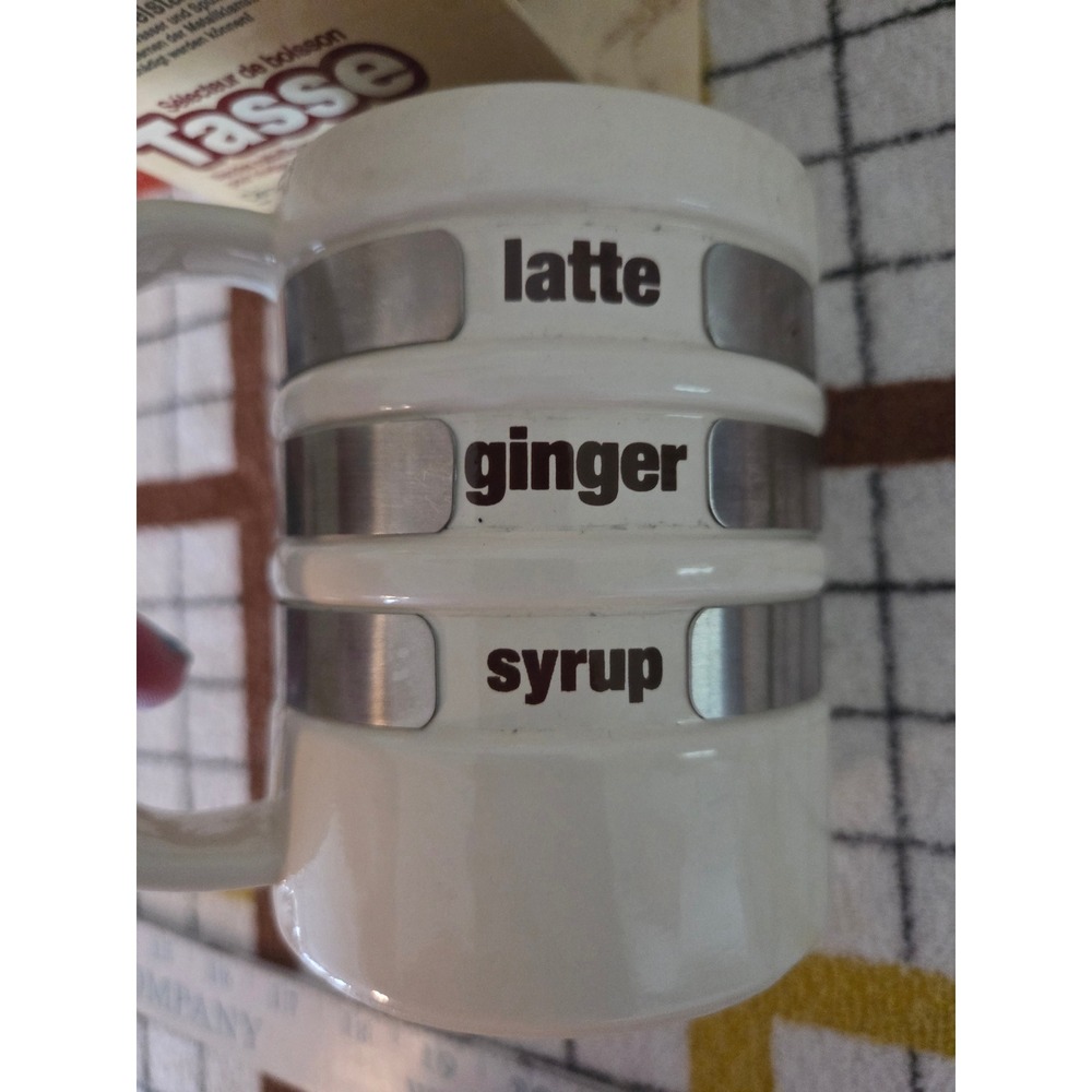 Vintage Drink Selector Mug White Ceramic Rotating Metal Bands Adjustable Coffee - Picture 8 of 11